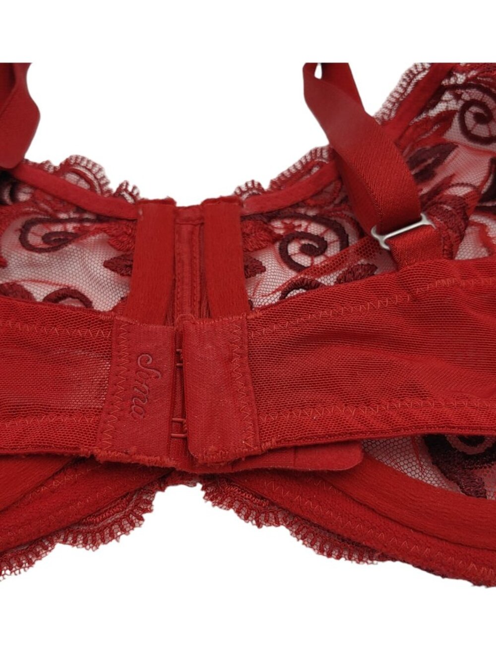 Soma Sensuous Lace Bra 34D Red Sheer Embroidered Unlined Balconette Underwire - Picture 7 of 11